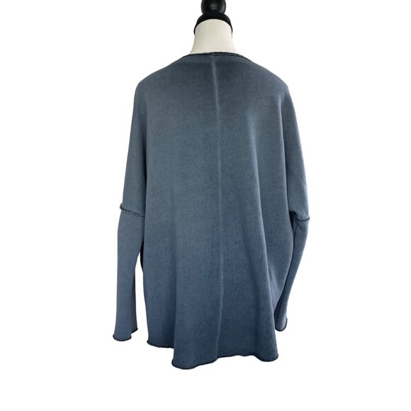 Distressed Raw Hem Womens Top Cotton Long Sleeve Made In Italy Size 3 Relaxed‎ - Picture 2 of 8